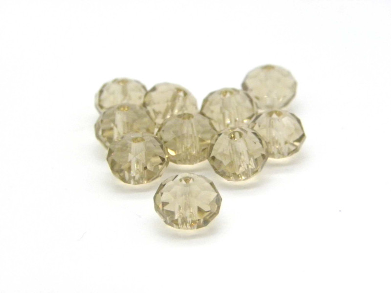 6 mm Faceted Flat Round Glass Beads (Rondelle Beads) - Light Colorado Topaz 6 mm Faceted Flat Round Glass Beads (Rondelle Beads) - Light Colorado Topaz